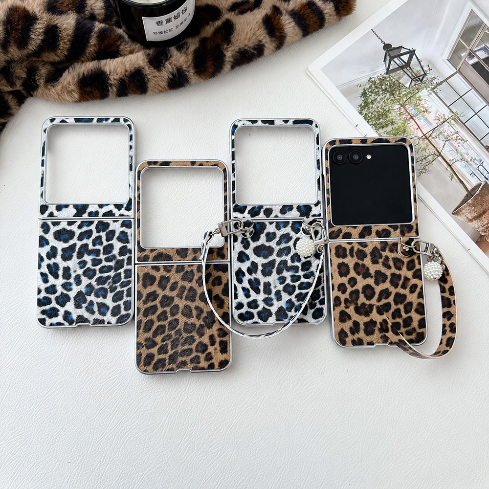 Phone Accessories For Men - ヒョウ柄折りたたみフリップ電話ケース Motorola Razr 60 50 Ultra