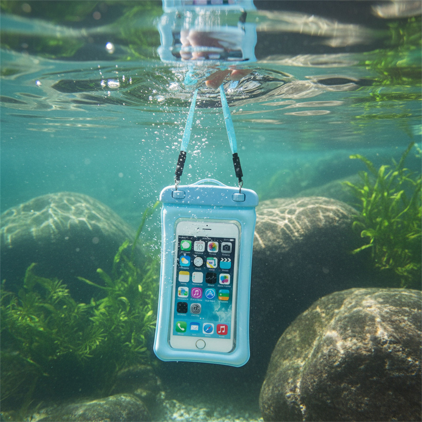 Phone Accessories For Men - 青黒の防水携帯電話バッグ、透明PVCタッチスクリーン付き携帯電話オーガナイザー、水泳、シュノーケリング、ビーチでの使用に最適、男女兼用