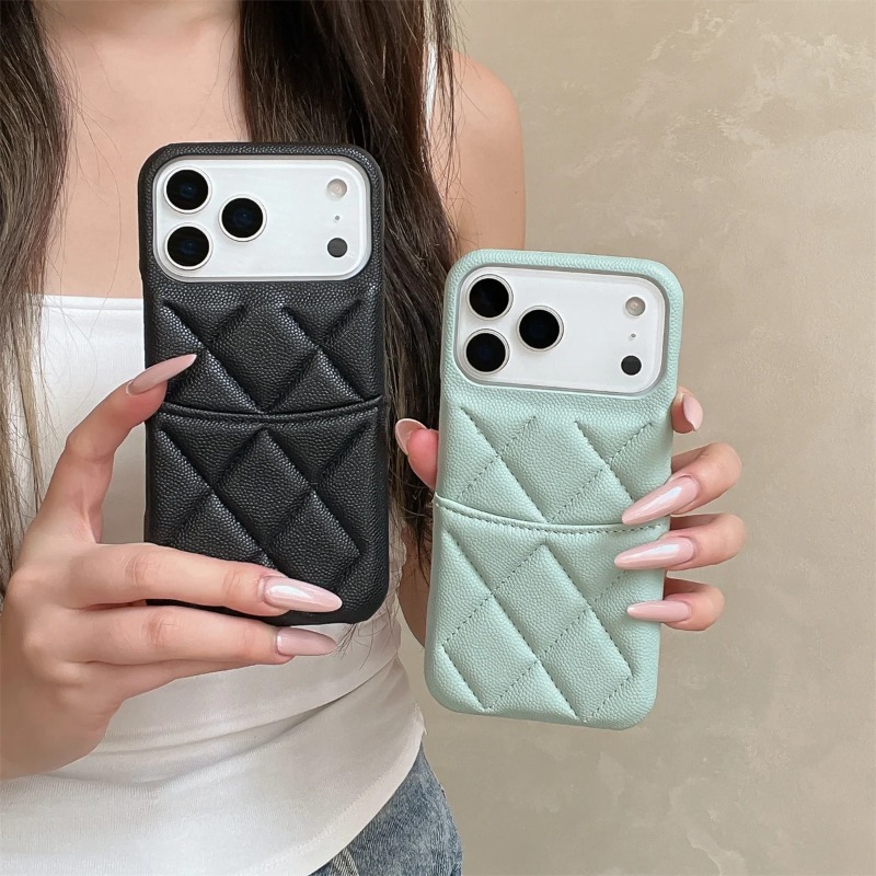 Phone Accessories Hippers - iPhone 17 Air、16、15、14、13、12 Pro Max用カードスロット付き財布型スマホケース、高級ライチ柄PUレザー耐衝撃バックカバー