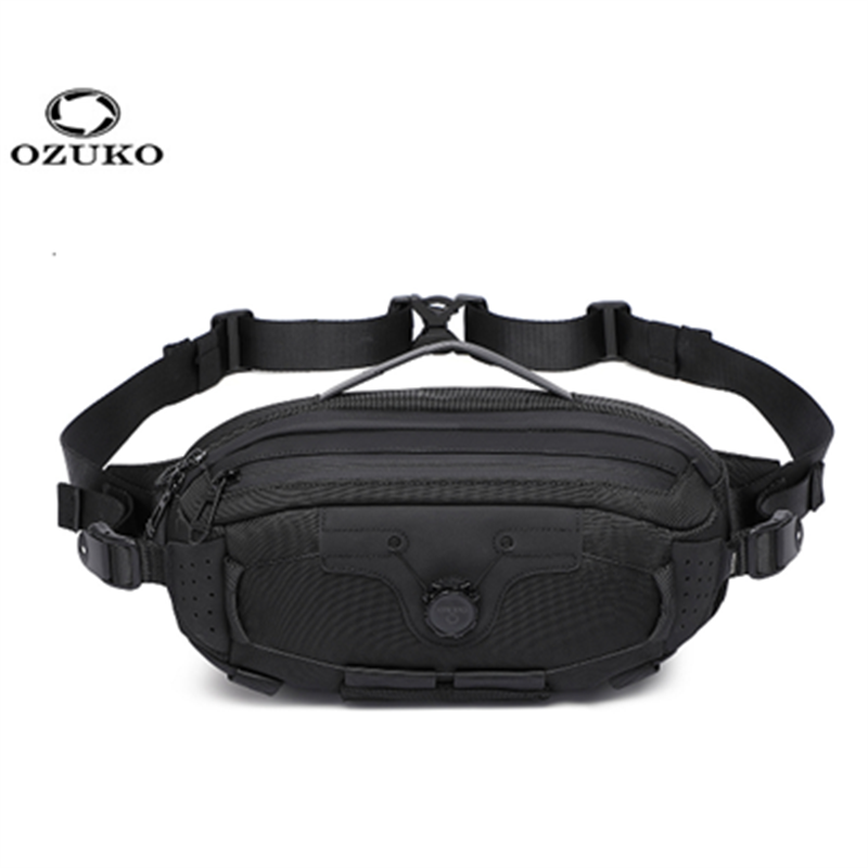 Phone Accessories For Men - OZUKO 多機能チェストバッグ男性用タクティカルテックウェアウエストバッグ回転ボタンデザインクロスボディバッグボルソスパラオンブレ сумка