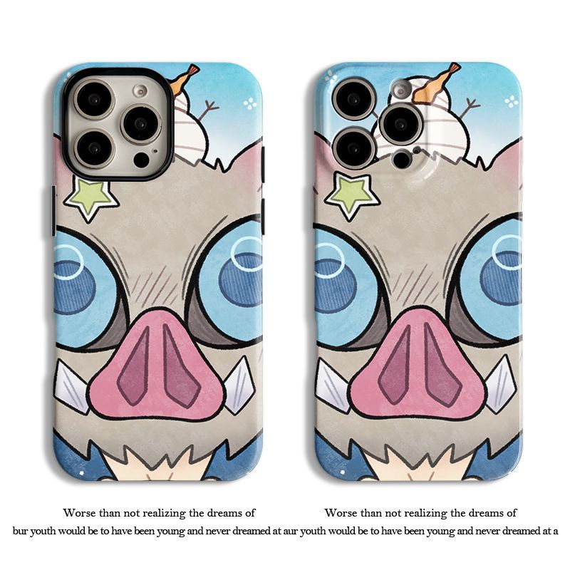 Phone Accessories Demon Slayer - デーモンスレイヤーアニメ漫画電話ケース伊之助ハシビラ周辺グッズiphone保護ケース落下防止シリコンかわいいカップル