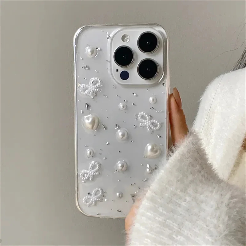 3Dパールリボンシルバーフォイルスマホケース iPhone  - Phone Accessories Wholesale In China のレビューと価格