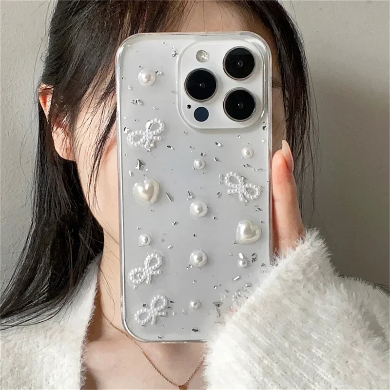 3Dパールリボンシルバーフォイルスマホケース iPhone  - Phone Accessories Wholesale In China のレビューと価格