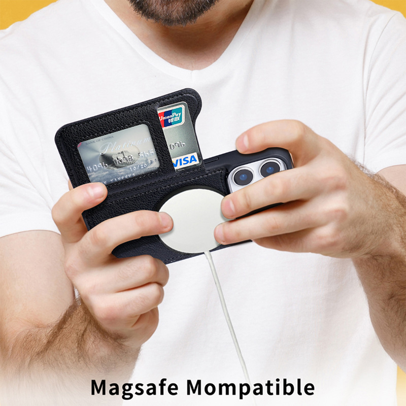 MagSafe対応 マグネット式フリップレザーウォレットカー - Phone Accessories Hippers のレビューと価格