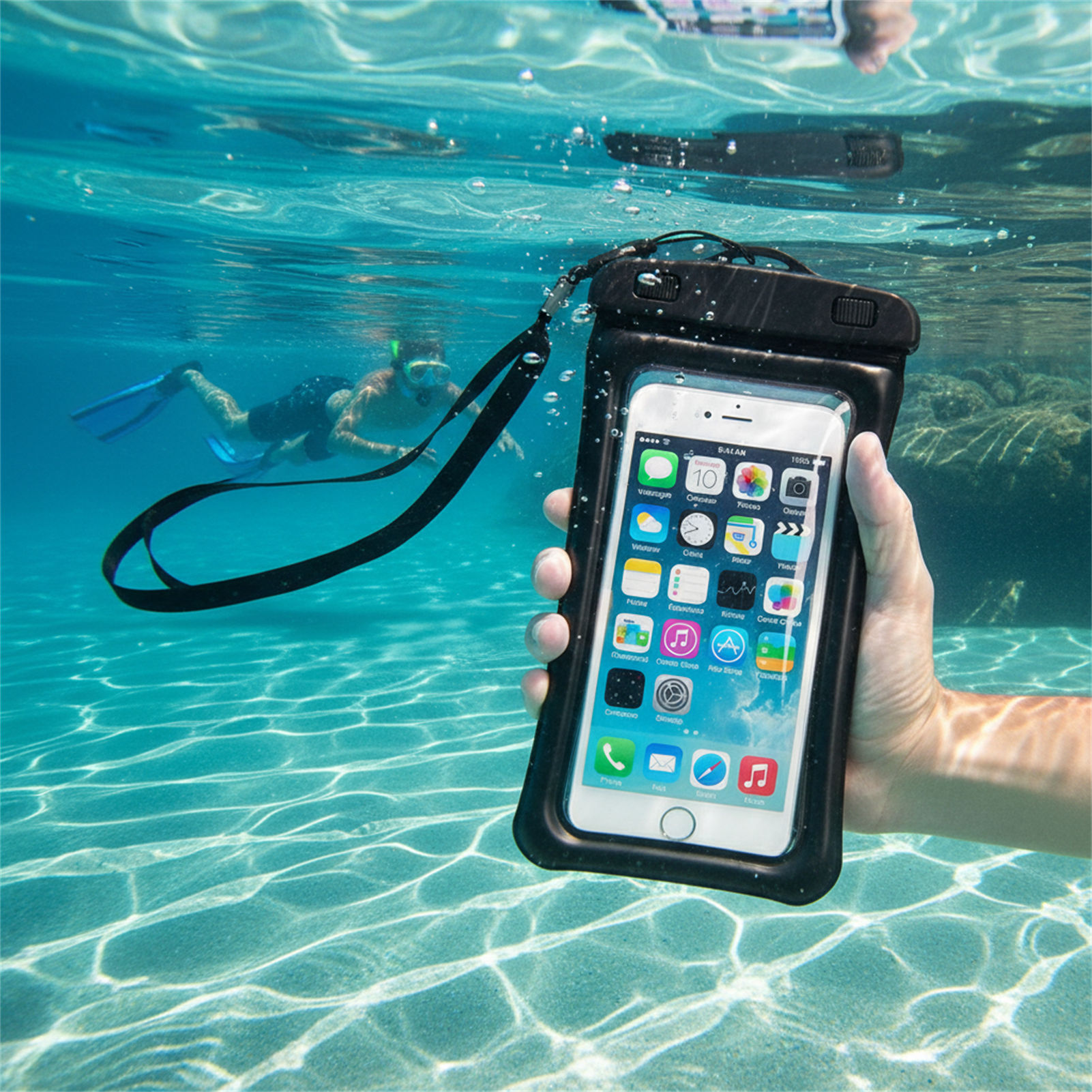 青黒の防水携帯電話バッグ、透明PVCタッチスクリーン付き携帯 - Phone Accessories For Men のレビューと価格
