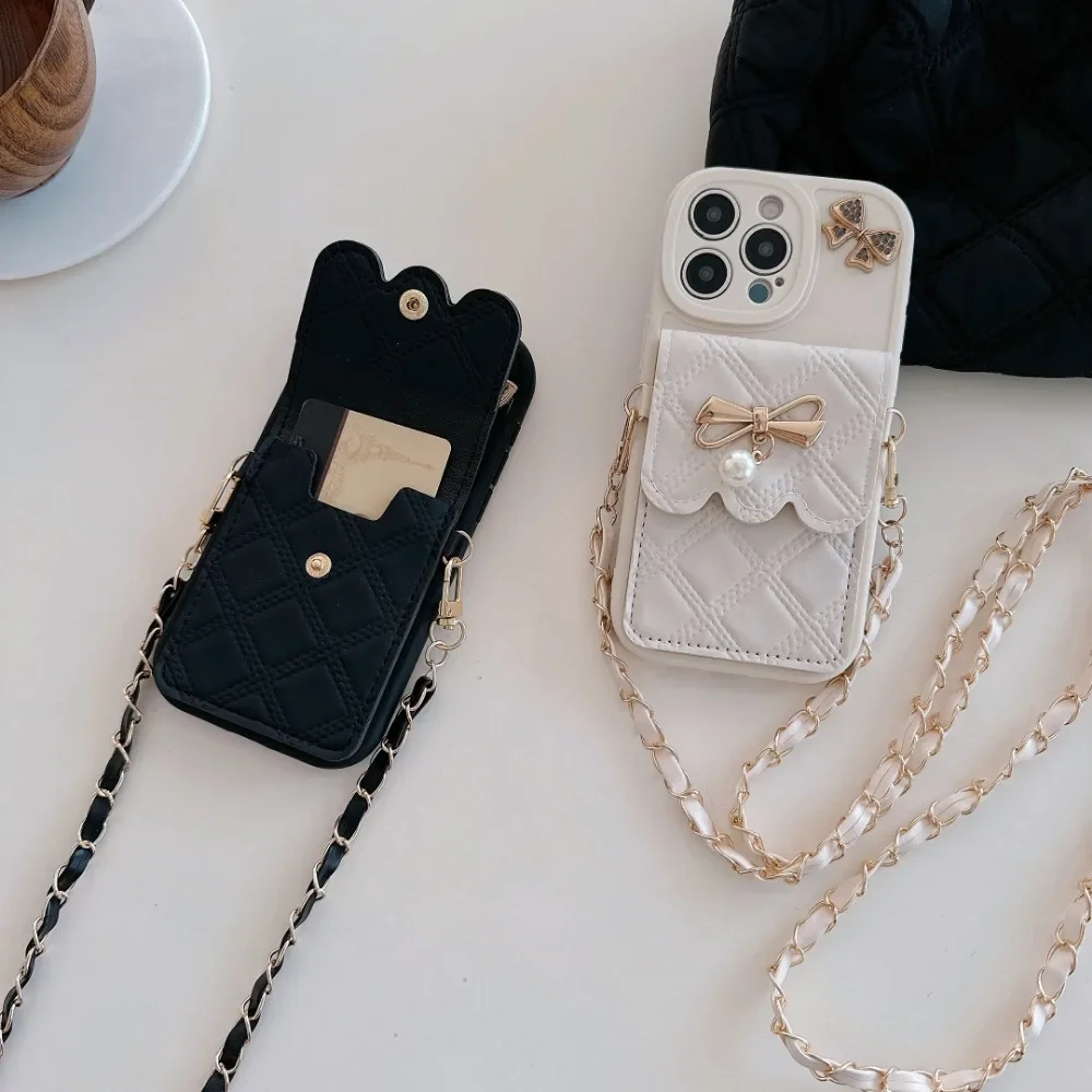 3D蝶結びクロスボディカードホルダー付き財布型スマホケース  - Phone Accessories Hippers のレビューと価格
