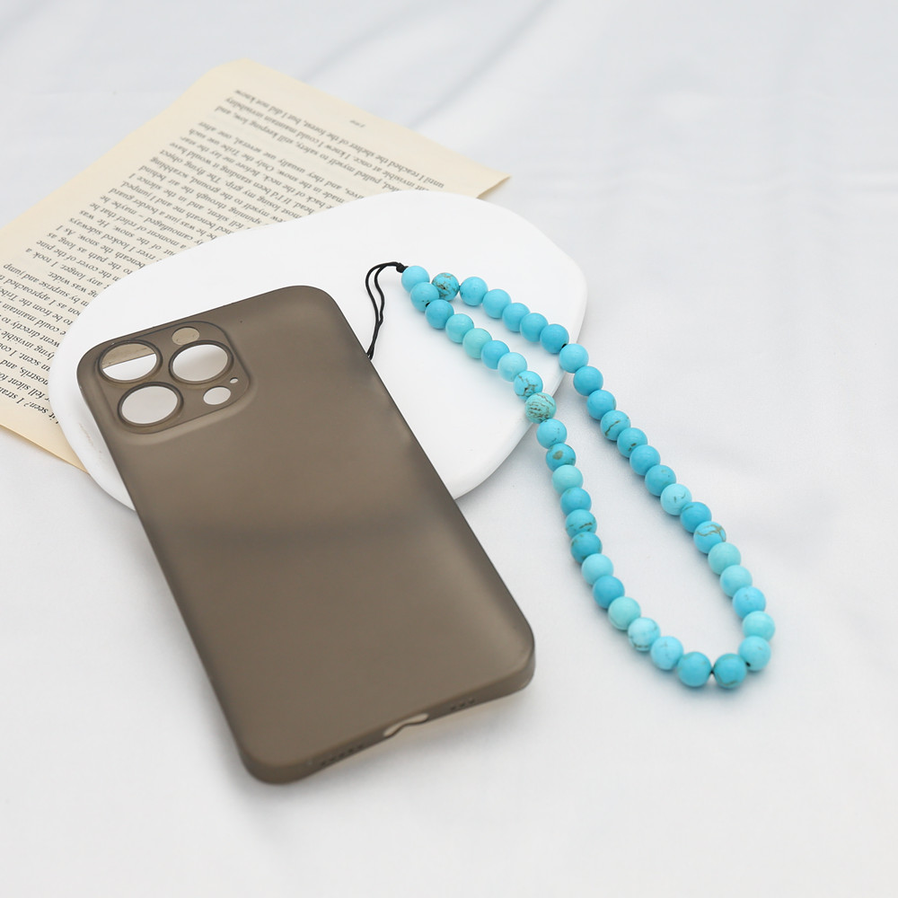 8mmブルーターコイズビーズ携帯電話チェーン女性用電話チャー - Phone Accessories For Men のレビューと価格