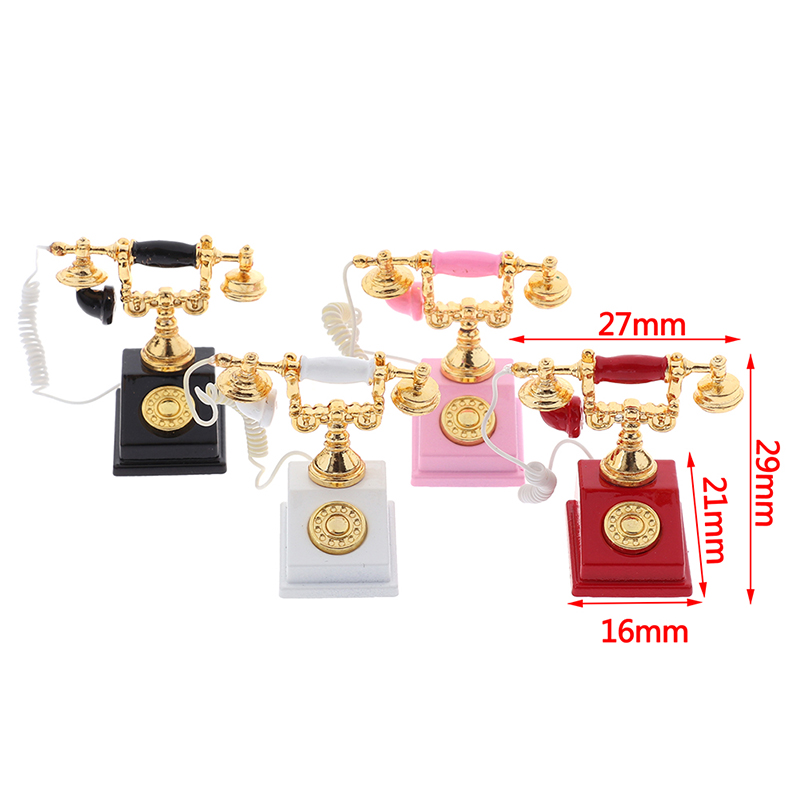 1Pc 1:12 ドールハウスミニチュアヴィンテージ電話ドー - Phone Accessories Europe のレビューと価格