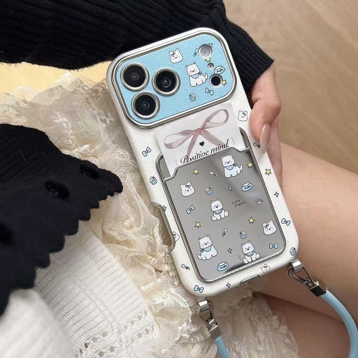 可愛い子犬ミラーカードホルダー付きリストストラップ付きiPh - Phone Accessories Hippers のレビューと価格