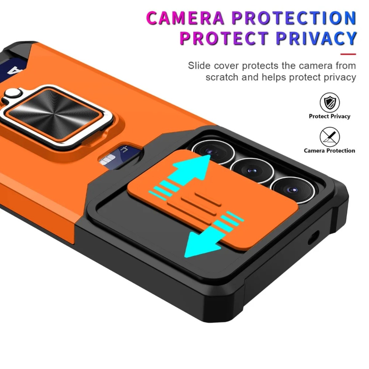 カードスロットリングホルダー付きスライドカメラカバー搭載スマ - Phone Accessories Ring Holder のレビューと価格