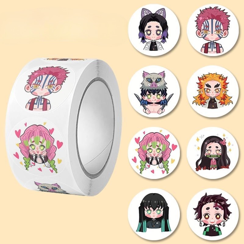 鬼滅の刃の可愛い財布装飾ロールステッカー、500枚入り、漫画 - Phone Accessories Demon Slayer のレビューと価格