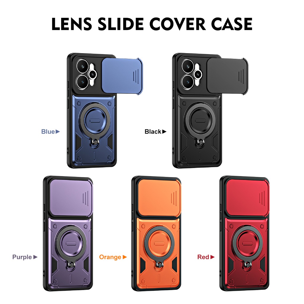 耐衝撃アーマーケース スライド式カメラカバー付き 360度保 - Phone Accessories Ring Holder のレビューと価格